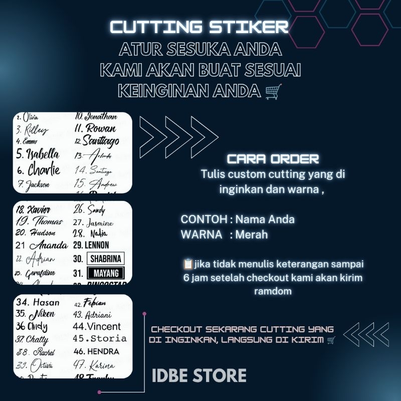 

custom nama, cutting sticker