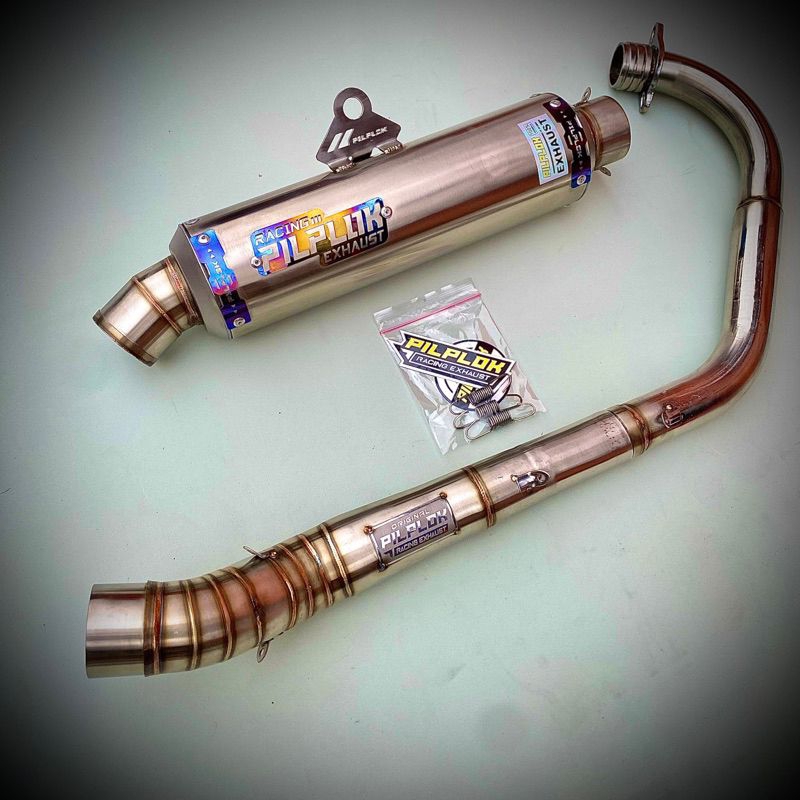 Knalpot Bulet Jenong Emblem Model TITANIUM Original Pilplok Racing Exhaust
