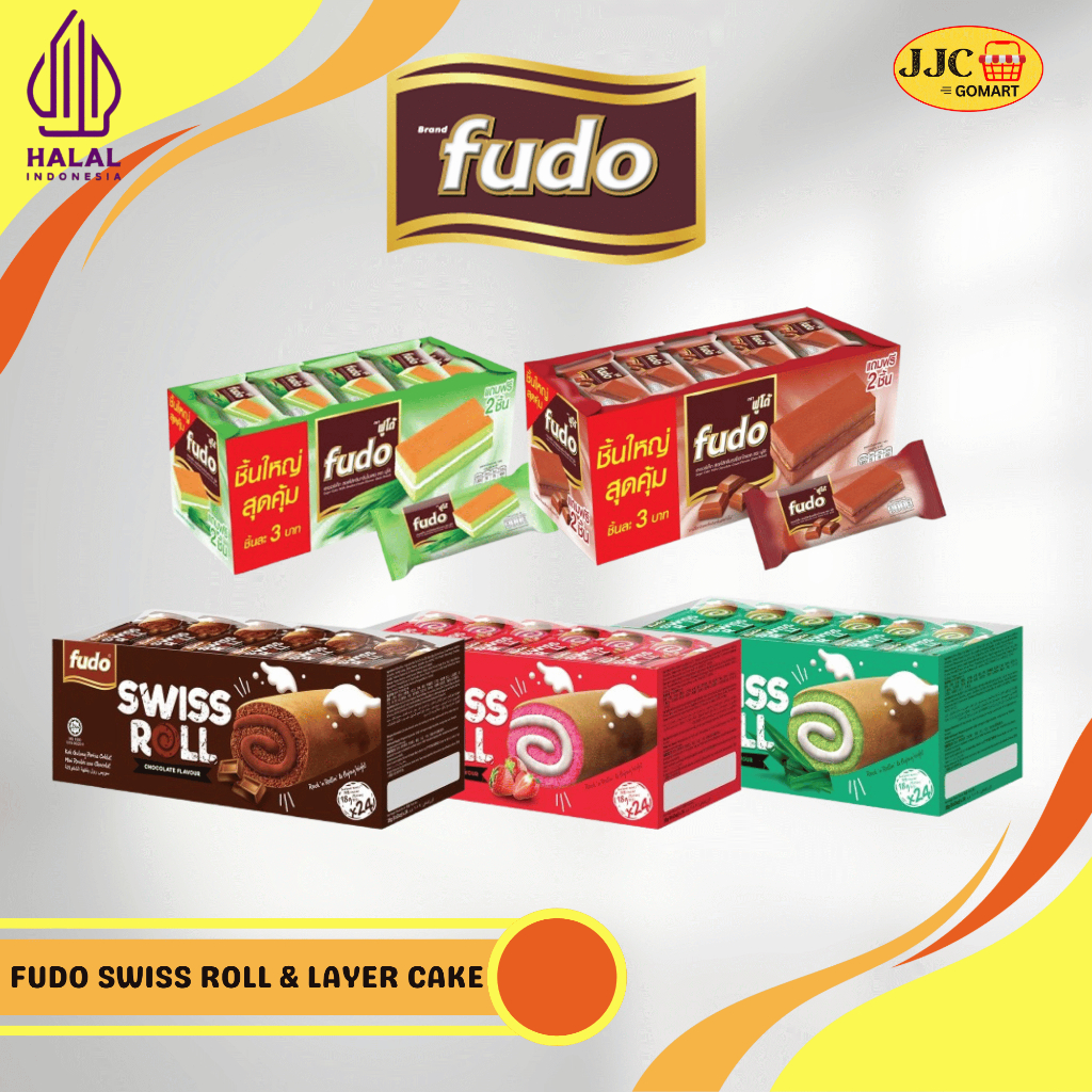 

Fudo Layer Cake & Swiss Roll With Cream Flavour Isi 24pcs (Box)