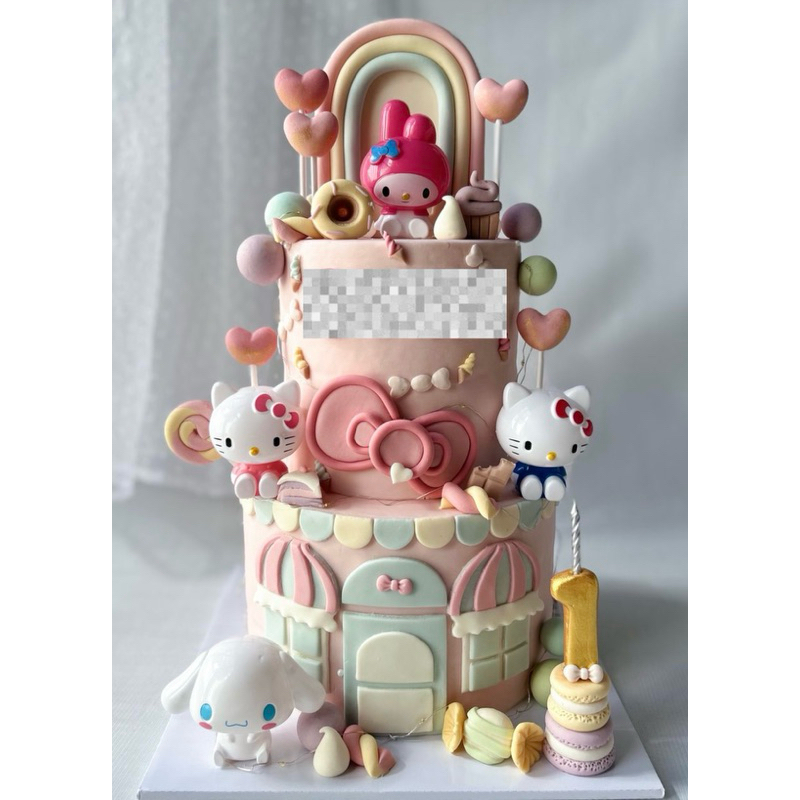 

dummy cake ulang tahun 2 tumpuk tema san*io