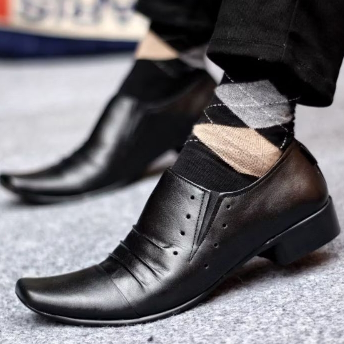 Sepatu Pantofel Pria Cevany Rempel Slop Slip-on Original Kulit Asli -Black Coklat Putih