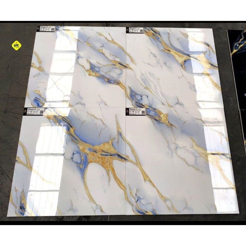 GRANIT 60x60 GLOSSY MOTIF CARARA GOLD | ARNA CANNISA BLUE GOLD - LOCAL -