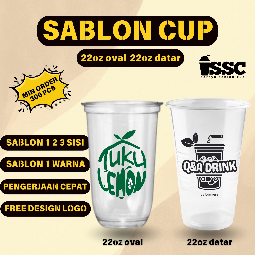 SABLON CUP 22 OZ OVAL & DATAR  / SABLON GELAS CUP / SABLON CUP CUSTOM / SABLON CUP PEKAGING