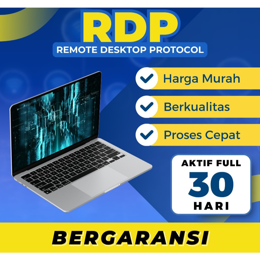 RDP VPS 2 CPU 4 GB RAM SSD 80GB FULL 30 HARI
