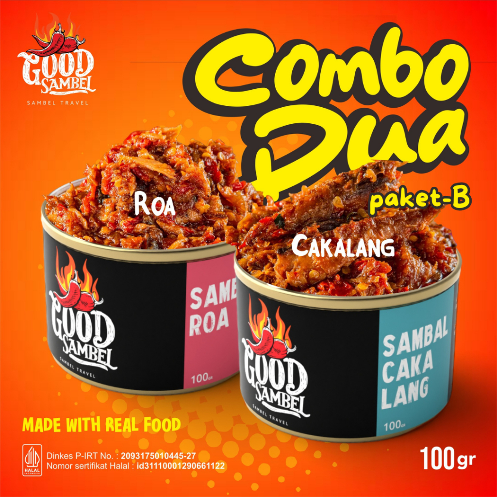 

Combo 2 Kaleng Paket B Sambal Cakalang, Roa Pedas Gurih Good Sambel 100g