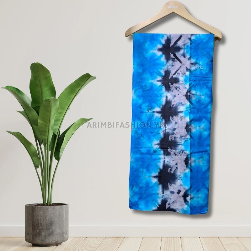 Kain Shibori Itajime || Uk 200cm × 115cm || Biru Hitam Putih H by Arimbifashion.yk