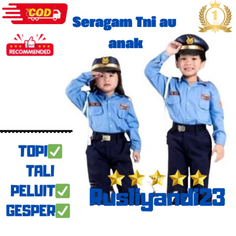 KOSTUM SERAGAM 1 SET PROFESI ANAK TNI AU 1 SET ANAK TNI AU INDONESIA UNTUK TK PAUD BERKUALITAS
