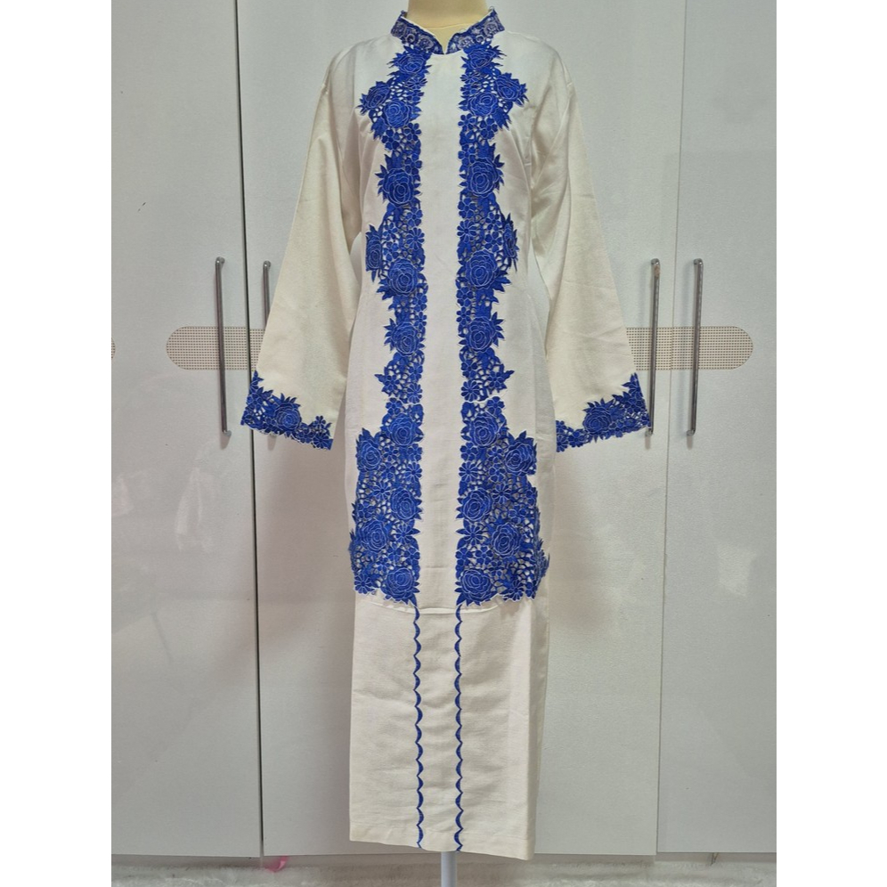Gamis Abaya Wanita Bordir Putih Elegan Preloved