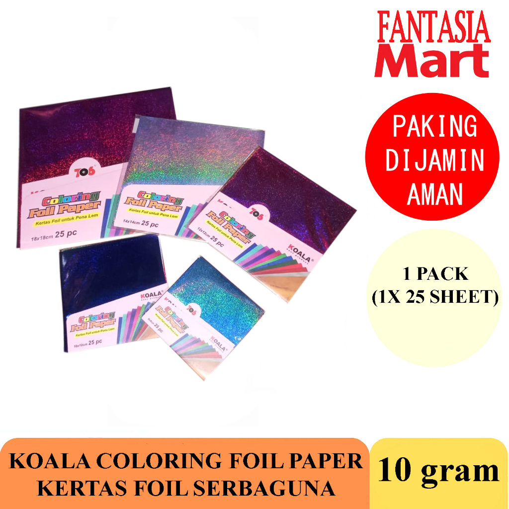 

KOALA COLORING FOIL PAPER KERTAS FOIL SERBAGUNA BERBAGAI UKURAN FANTASIA DENGAN PAKING AMAN