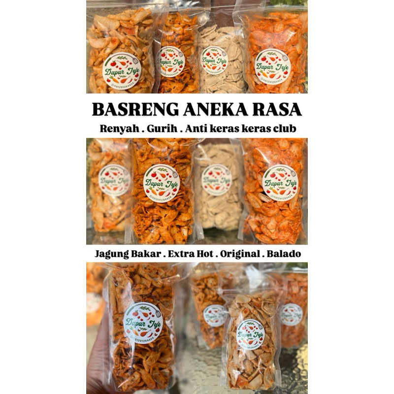 

CEMILAN BASRENG BASO GORENG RENYAH EMPUK RASA PEDAS JAGUNG BAKAR BALADO ORIGINAL 250 GR