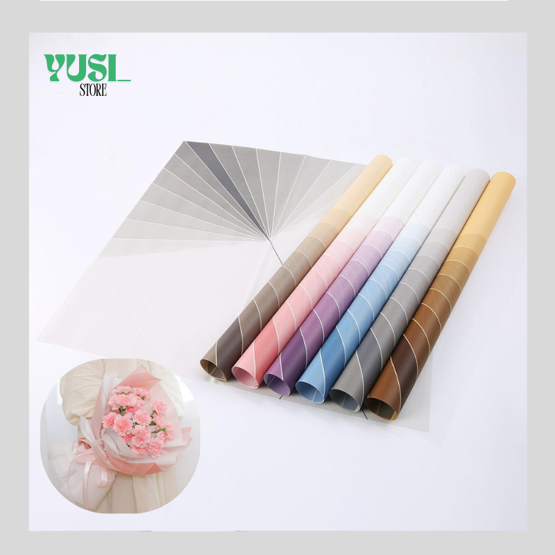 

Isi 20 LEMBAR Kertas Buket Bunga Motif Garis Cellophane Flower Wrapping Paper KB080