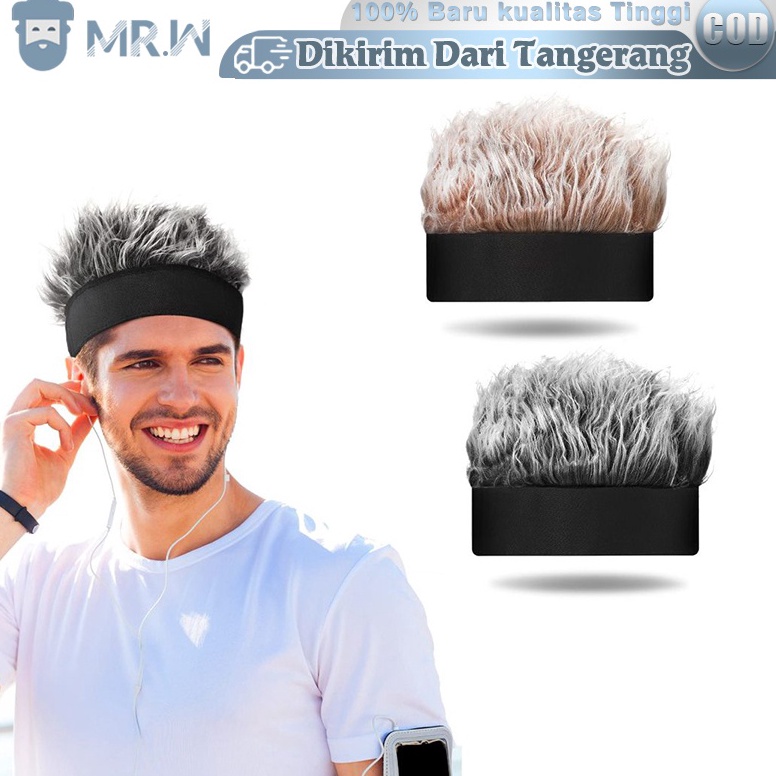 55CHEKOUT Topi Wig Simulasi Eropa wik rambut pria topi rambut palsu Fashion Topi Retro HipHop Spoof 