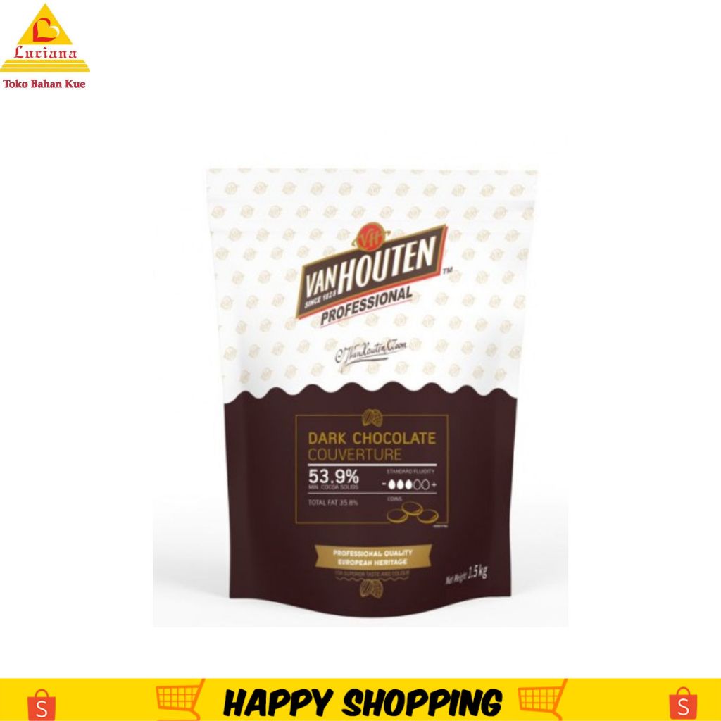 

Van Houten Dark Chocolate Couverture 53.9% - 1.5 Kg Chocolate Coins