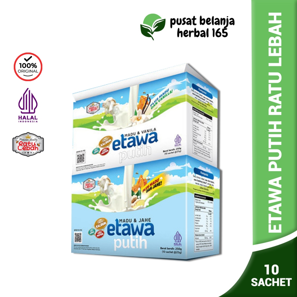 

Ratu Lebah Etawa Putih Susu Kambing | Madu & Jahe - Madu & Vanila | Kemasan Box (10 sachet)