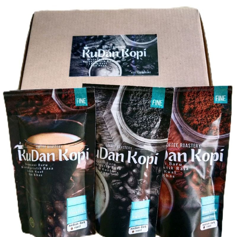 

paket hemat 3pcs kopi bubuk kuDanKopi 45gr robusta single origin + Robusta lanang + house blend