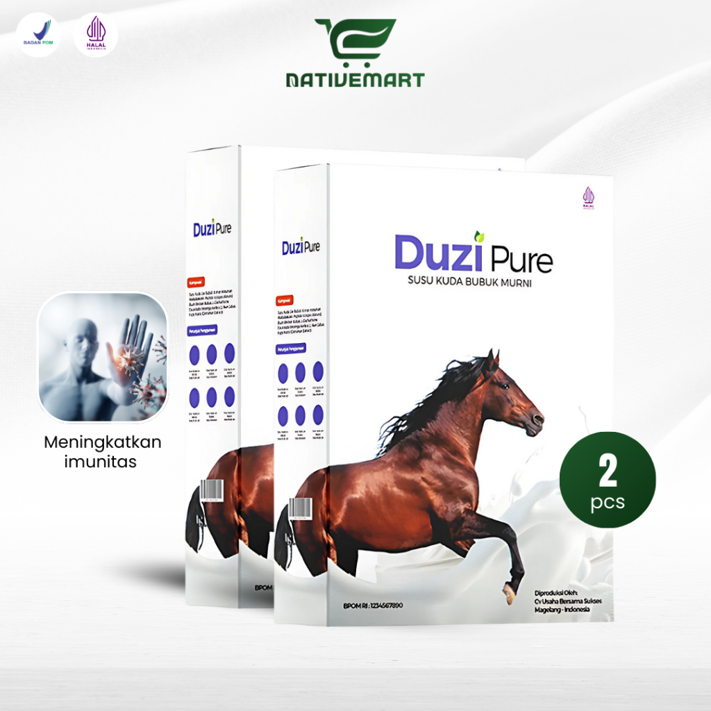 

Duzi Pure 2 Box Susu Kuda Liar Lombok Bubuk Murni Herbal 200 Gram