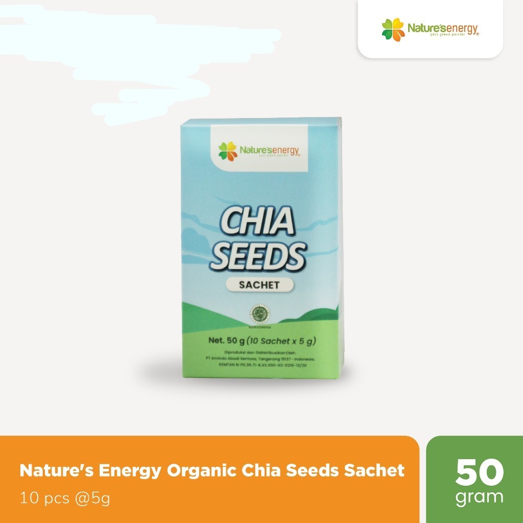 

NATURE'S ENERGY CHIA SEEDS BLACK ORGANIC 50GR X 10 SACHET, BERMANFAAT.