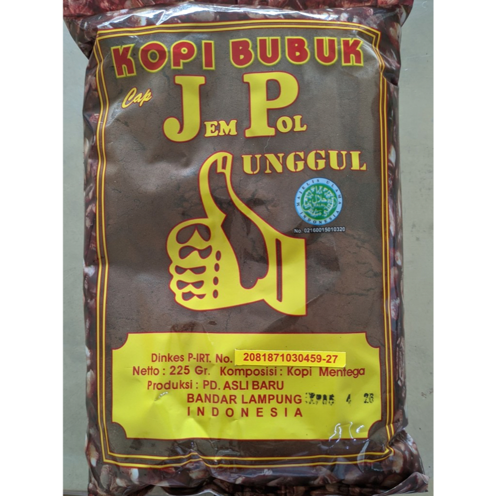 

Kopi Bubuk Cap JP Jempol Unggul 225gr | 90gr