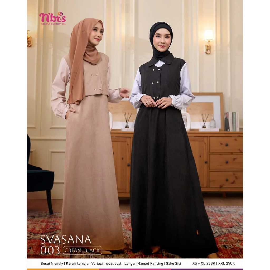 NBRS Gamis Nibras Terbaru Svasana 003 Gamis Basic Gamis Hitam Korean Style Gamis Daily