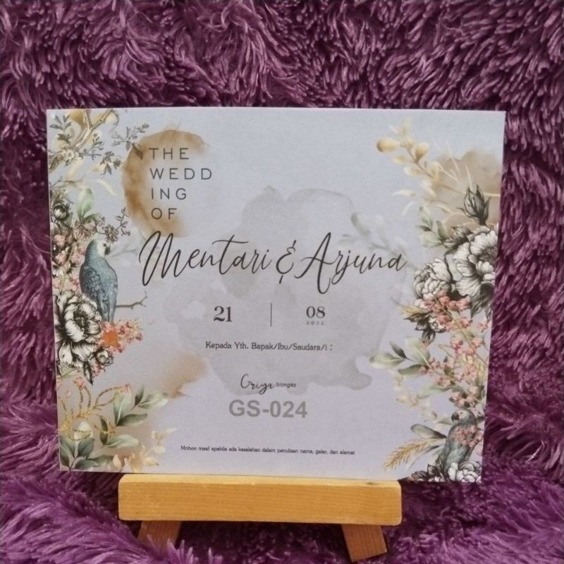 undangan Pernikahan Elegant, Rustic lipat 3 kode GS024