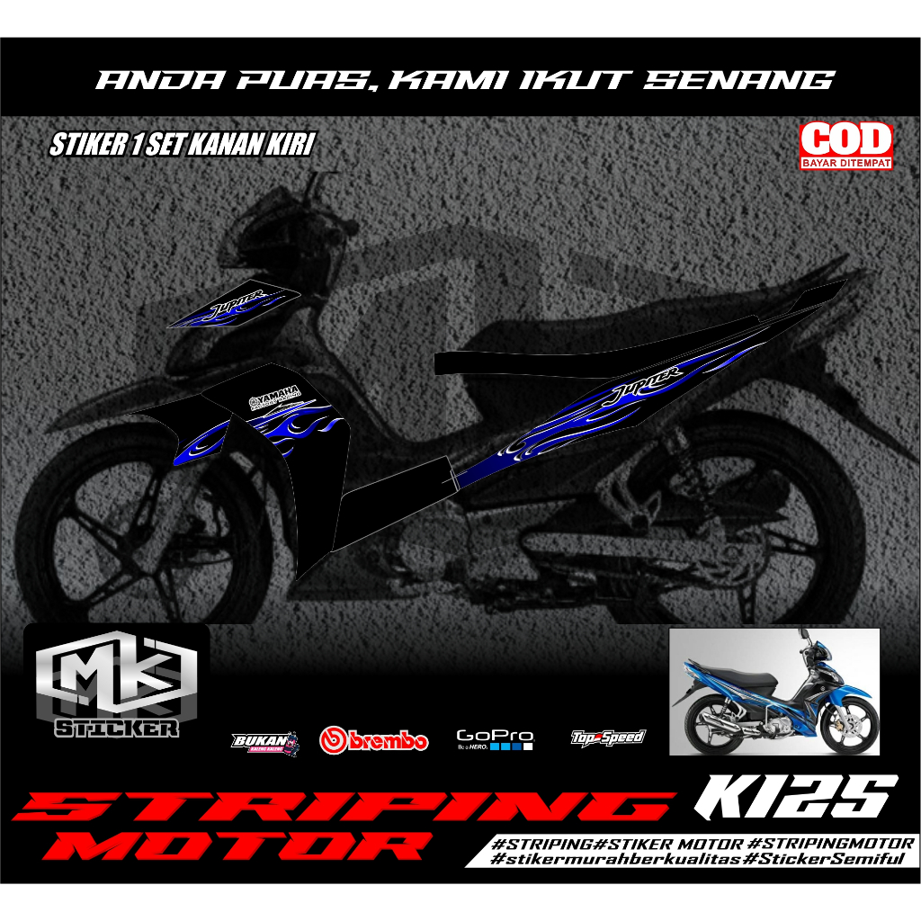 STIKER STRIPING MOTOR JUPITER Z ROBOT 2011 KODE (125) STICKER LIST BODY VARIASI