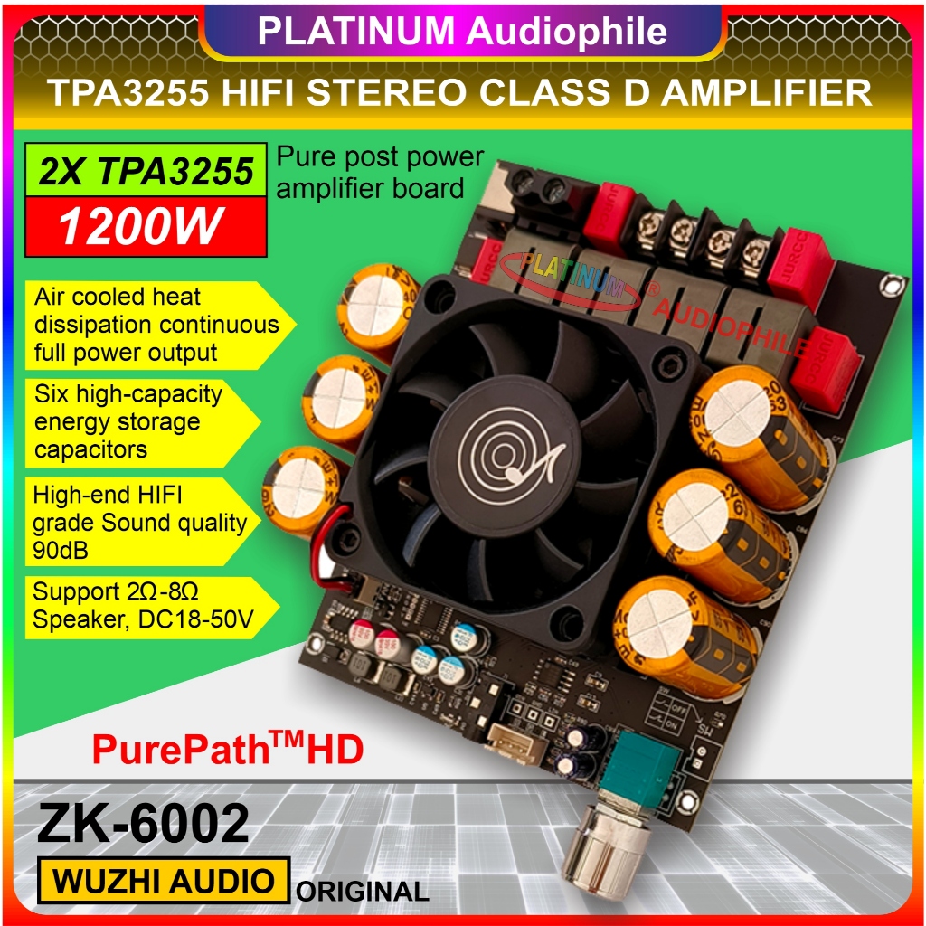 TPA3255 Amplifier Class D Stereo Hifi HD Sound High Power 600W+600W 1200W Original Wuzhi ZK-6002