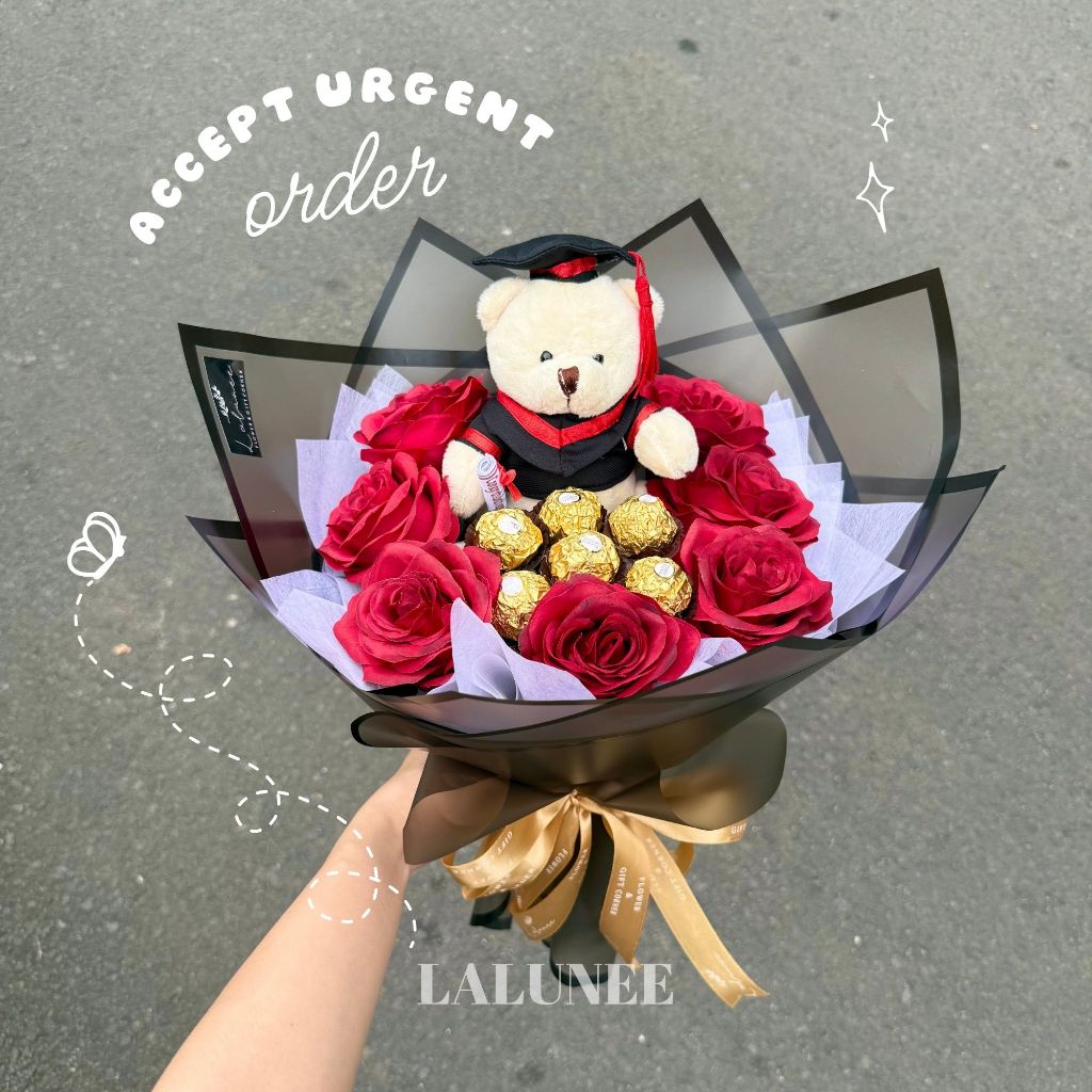 Ferrero Bouquet / Buket Mawar Coklat Ferrero / Buket Wisuda / Bouquet Mawar Palsu
