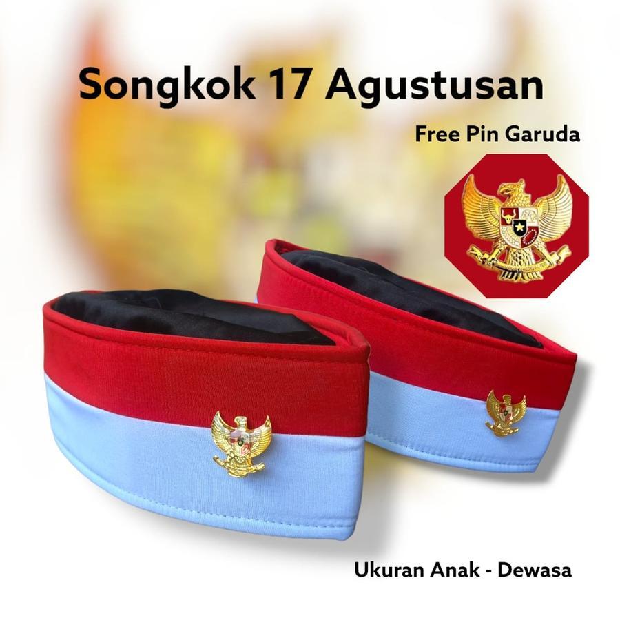 SOngkok Kopiah Peci Merah Putih Dapat Pin Garuda