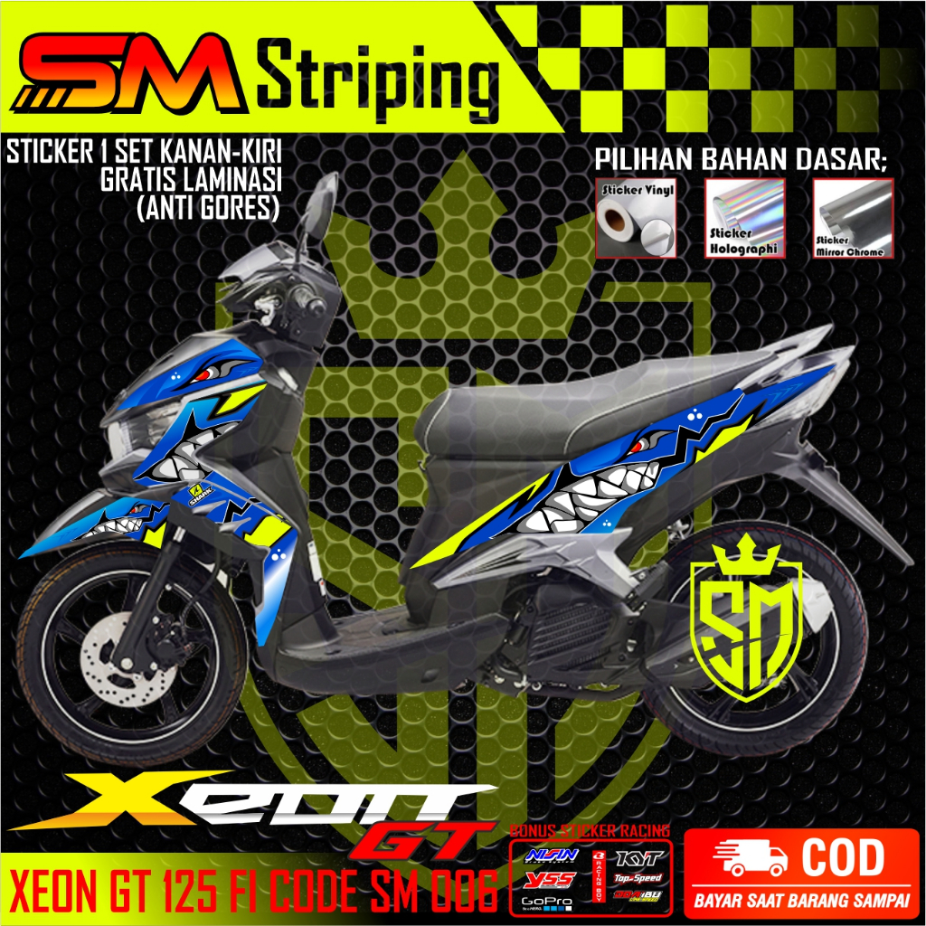Striping Xeon GT 125 Sticker Stiker Motor Xeon GT 125 Desain Simple/XEON GT ARS 006