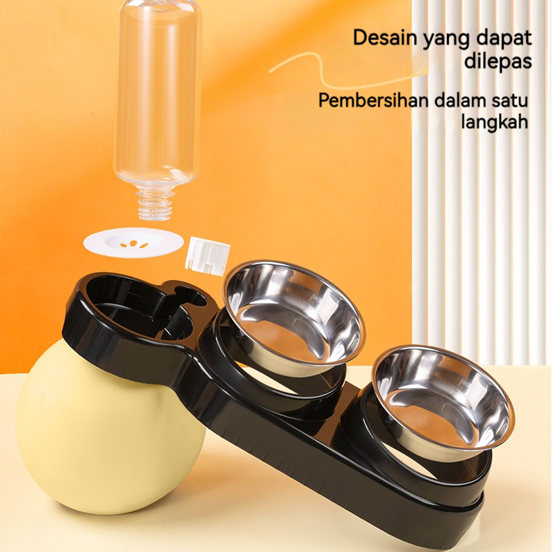 

23bagusmenshop - Tempat Makan Hewan 2in1 Anti Semut Mangkuk Stainless Pet Feeder Anjing Kucing