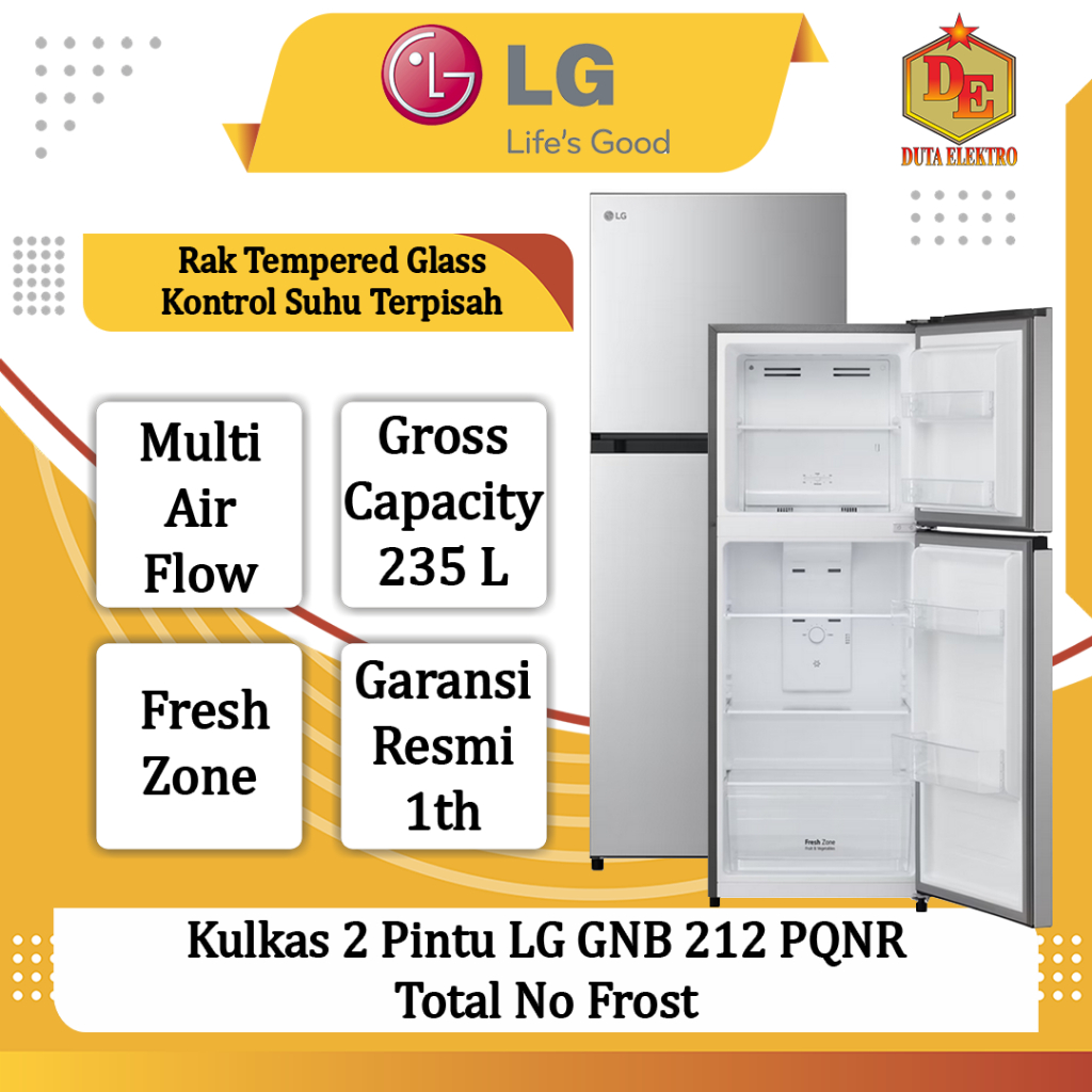 Kulkas 2 Pintu LG GNB 212 PQNR Total No Frost