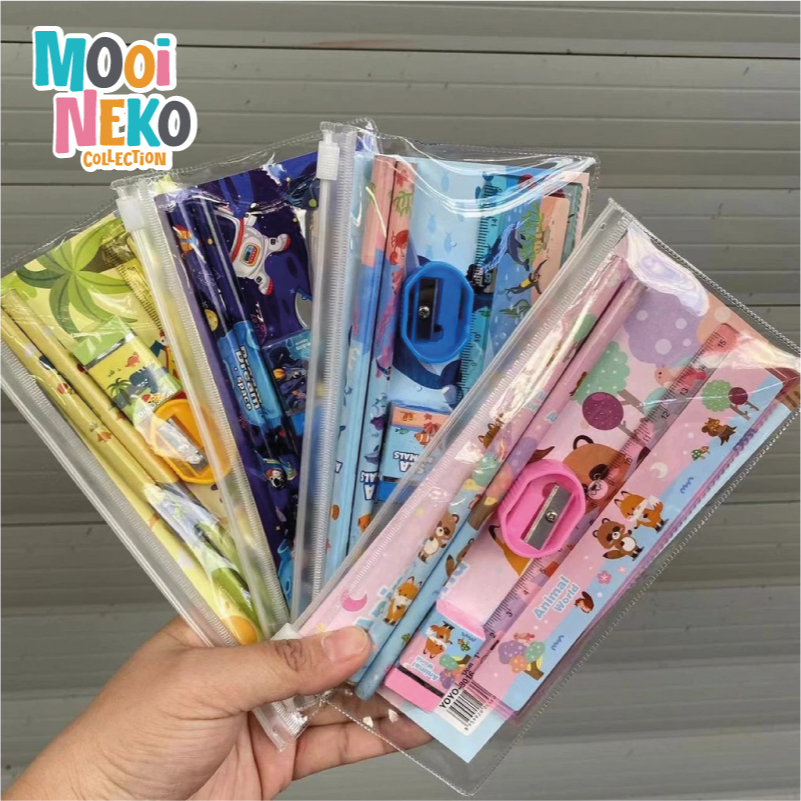 

Alat Tulis Set Stationary Set Karakter Motif Lucu Dino Pensil Pena Penggaris