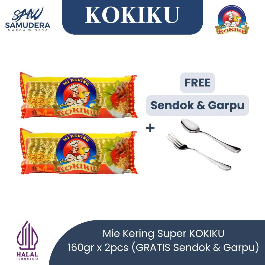 

[GRATIS SENDOK&GARPU] Bundling Mie Kering KOKIKU (160gr × 2pcs)