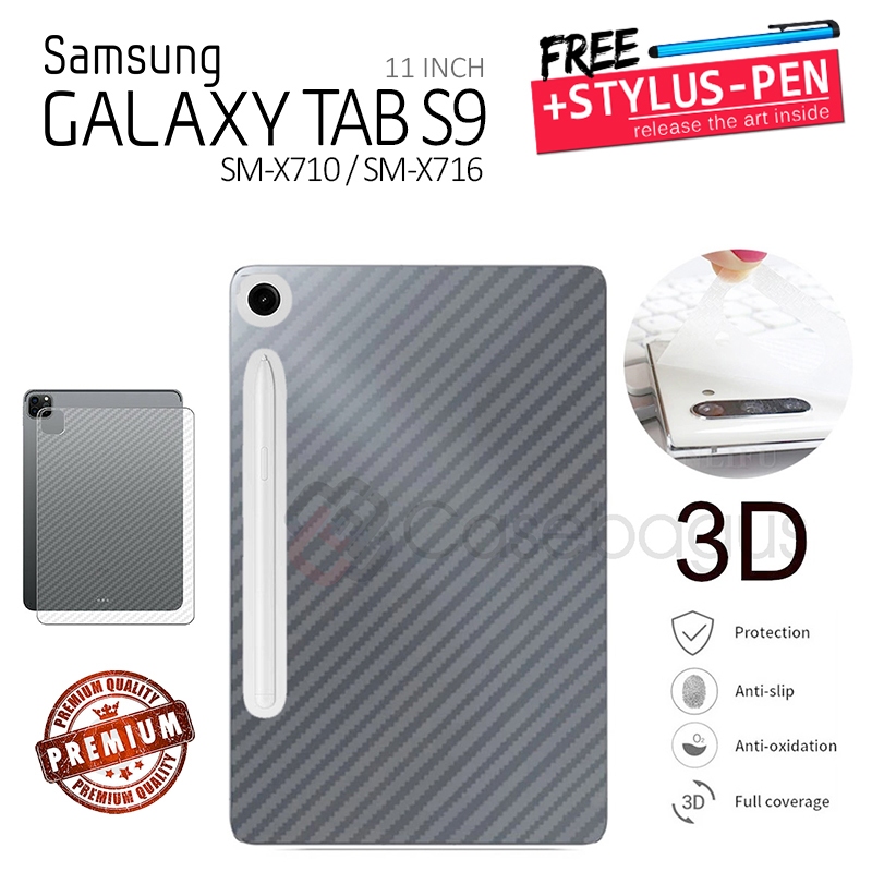 Samsung Galaxy Tab S9 X716 5G - Premium Carbon Decal Back Skin Protector Garskin