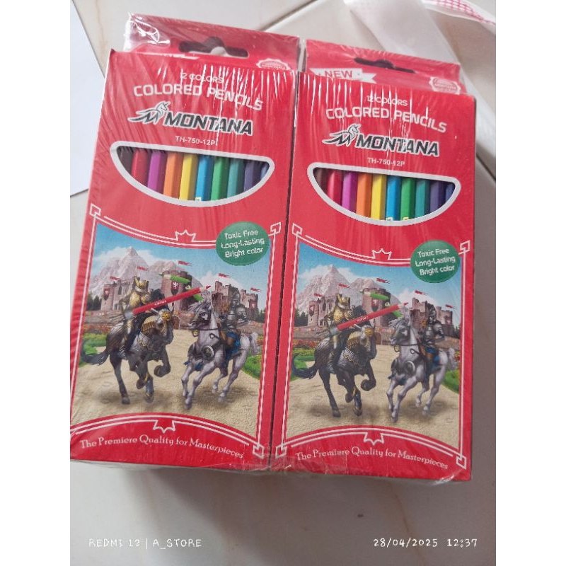 

Pensil Warna/Pensil Warna Panjang/Crayon Warna isi 12. Merek Montana