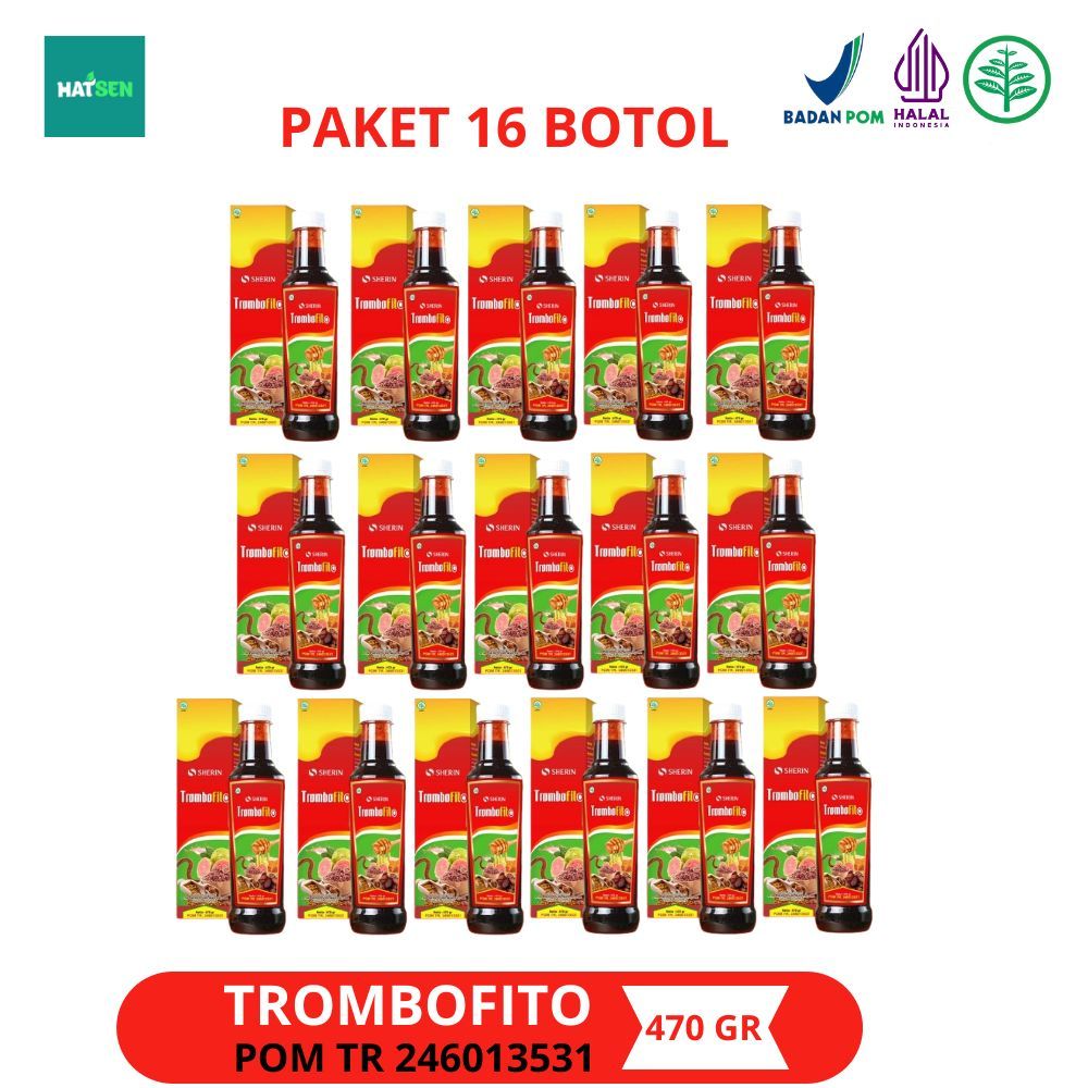 

Trombofito 16 Botol - Sherin Madu Angkak Sari Kurma Trombofito Solusi Atasi DBD 470 gram