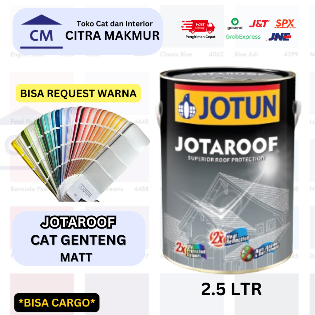 (BISA CARGO) JOTUN JOTAROOF CAT GENTENG - 2.5 Ltr (Bisa request dan custom warna) Cat Genteng Premiu