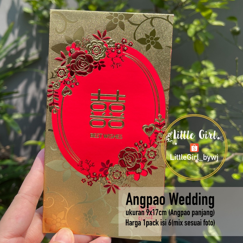 

Angpao Pernikahan - 1pack isi 6pcs - Angpao Wedding - Shuangxi Angpao - Angpao Cantik - Little Girl Shop