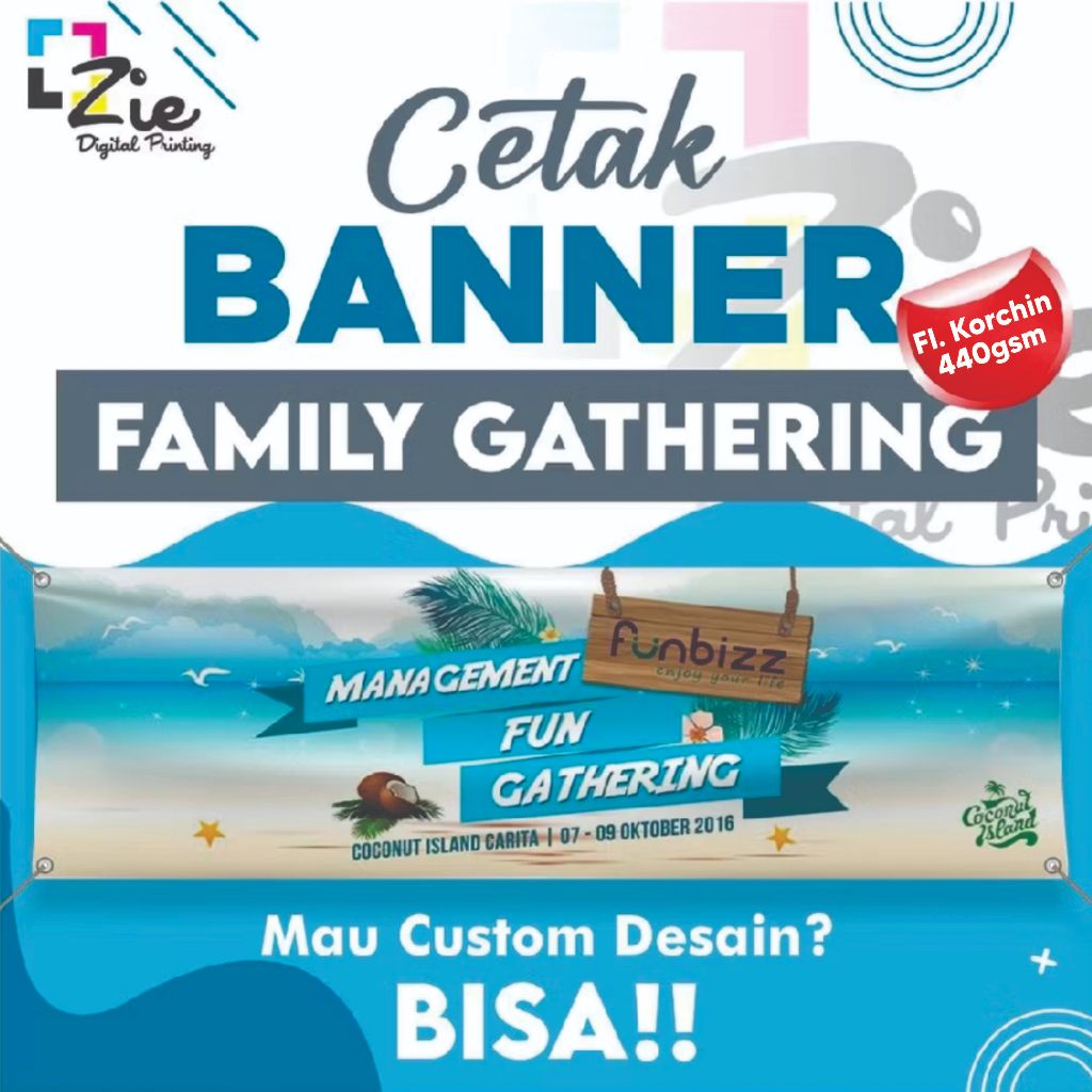 Cetak Banner  Family Gathering Frontlite Bahan Korchin 440gr Spanduk Backdrop Custom