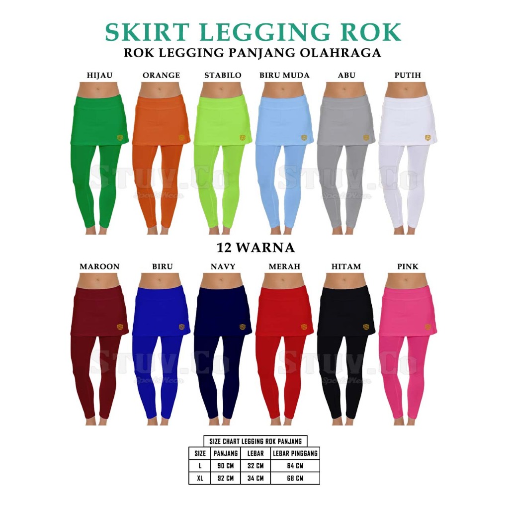 SKIRT LEGGING ROK STUVCO JOGGING RUNNING TENIS Rok Legging Olahraga Legging Rok Panjang Wanita M/L-X