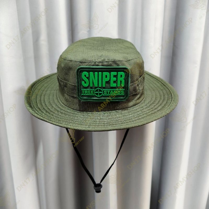 Topi Rimba Kawat Tebal Outdoor Tactical Hijau Army Tni