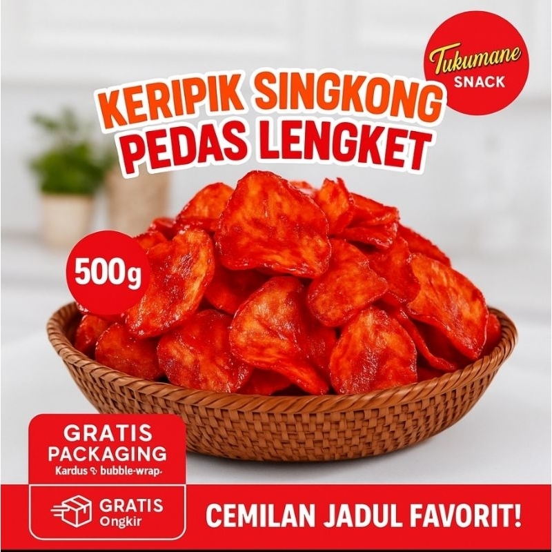 

Keripik Kripik Singkong Lengket Pedas Manis Balado Spesial 1/2 Kg