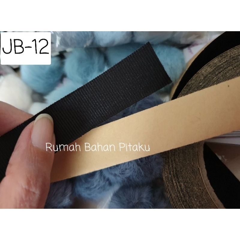 Pita Perekat Ujung Bando Hitam - Lebar 2cm/2,2cm | Isolasi Bando Per-Yard (=90cm)| Craft Aksesoris D