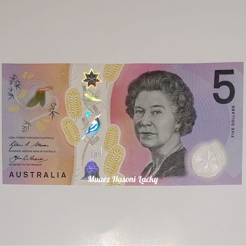 Uang Asing Australia Dolar Pecahan 5 Dolar Polymer