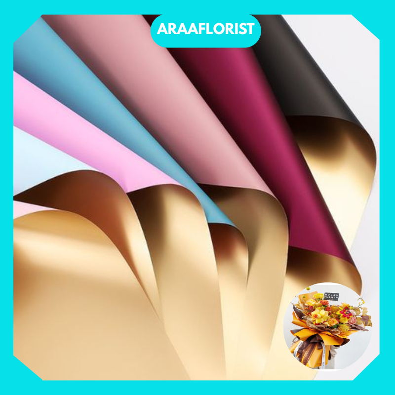 

KB016 Pembungkus Bunga/Flower Wrapping Paper Bouquet Kertas Buket Gold BiColor Cellophane