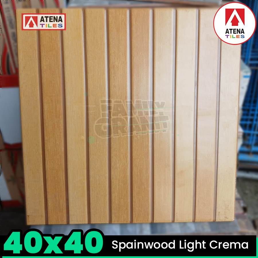Keramik Motif Kayu 40x40 Atena Spainwood Light Crema Lantai Teras/Garasi/Carport Matte
