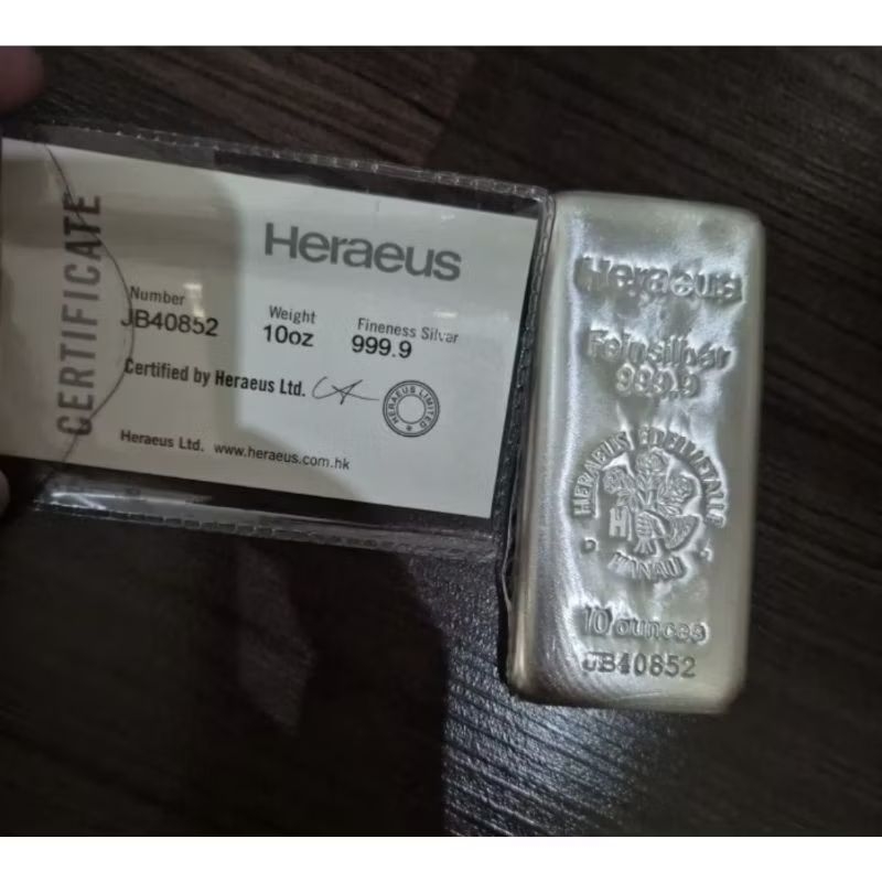 perak batang heraeus 10oz ( 311g)