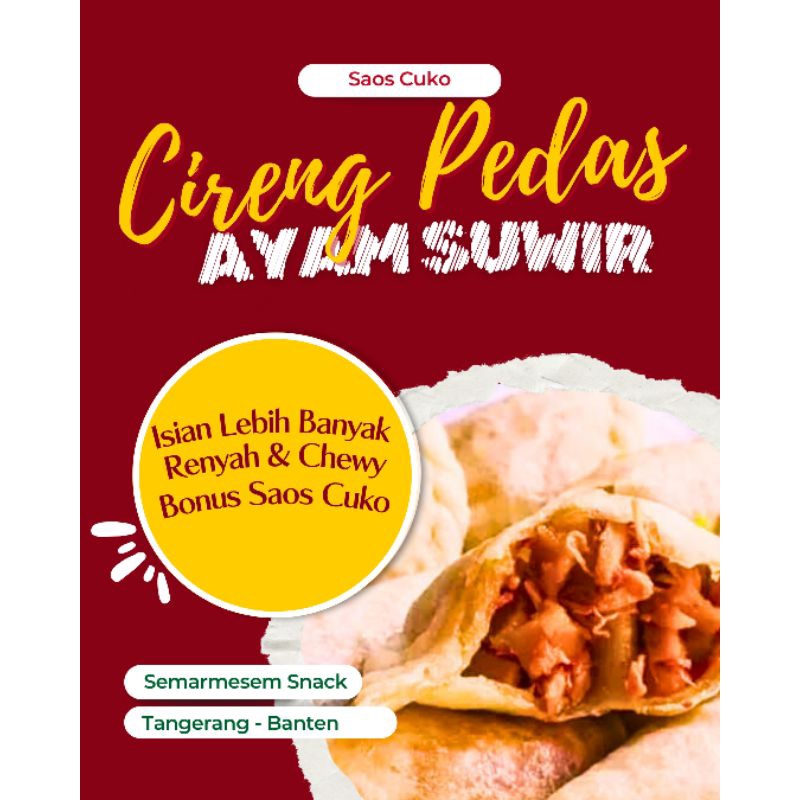 

30 pcs Cireng Pedas Ayam Suwir Kuah Cuko
