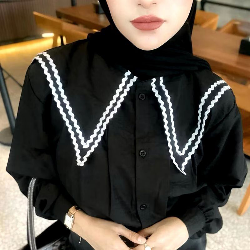 Blus Double Kerah Wanita Terbaru / Blus Wanita Kekinian Bahan Rayon Twill Premium / Kemeja Wanita Te