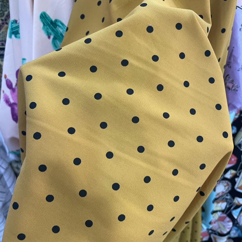 kain soft wolfis motif polkadot premium - kain wolpeach mustard - kain wolfis style premium - kain m